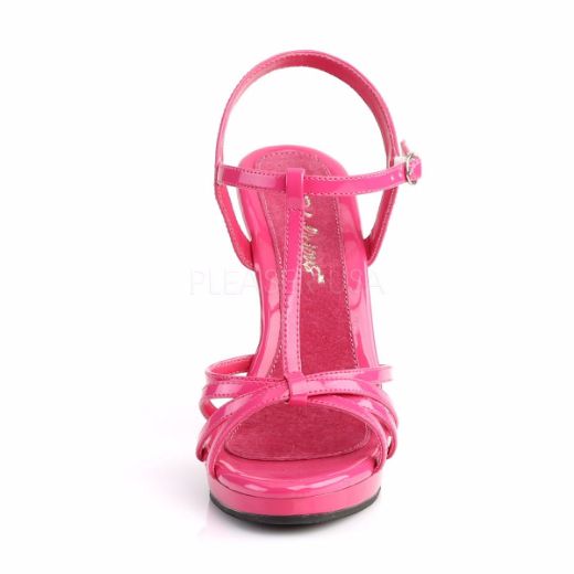 Product image of Fabulicious Flair-420 Hot Pink Patent/Hot Pink, 4 1/2 inch (11.4 cm) Heel, 1/2 inch (1.3 cm) Platform Sandal Shoes