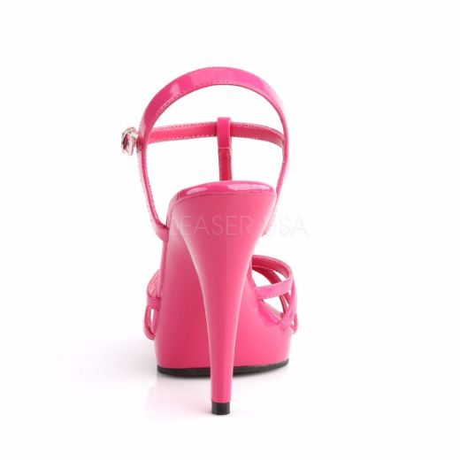 Product image of Fabulicious Flair-420 Hot Pink Patent/Hot Pink, 4 1/2 inch (11.4 cm) Heel, 1/2 inch (1.3 cm) Platform Sandal Shoes