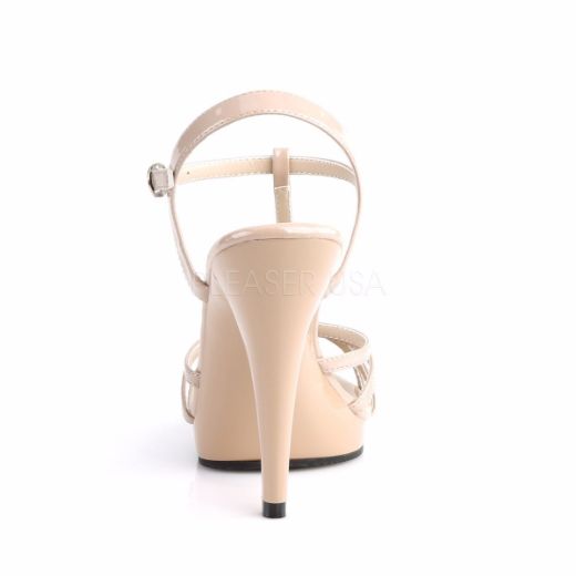 Product image of Fabulicious Flair-420 Nude Patent/Nude, 4 1/2 inch (11.4 cm) Heel, 1/2 inch (1.3 cm) Platform Sandal Shoes