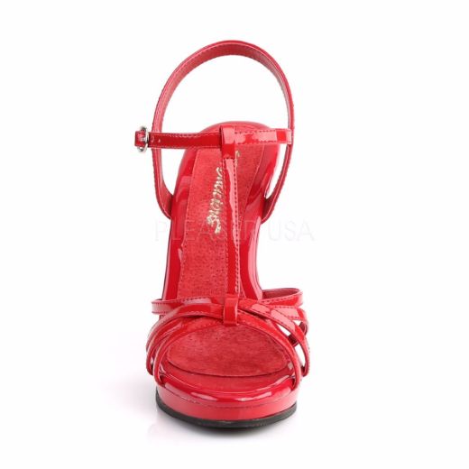Product image of Fabulicious Flair-420 Red Patent/Red, 4 1/2 inch (11.4 cm) Heel, 1/2 inch (1.3 cm) Platform Sandal Shoes