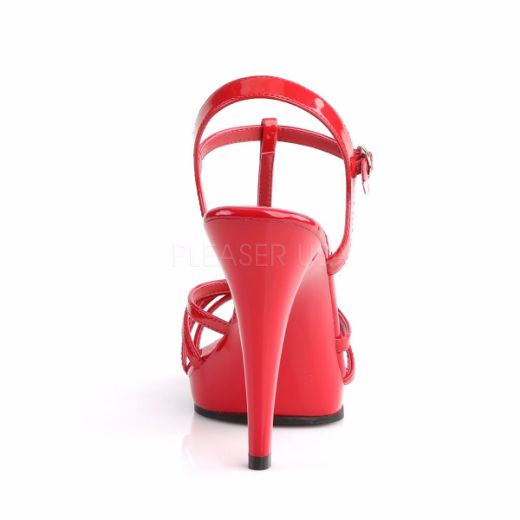 Product image of Fabulicious Flair-420 Red Patent/Red, 4 1/2 inch (11.4 cm) Heel, 1/2 inch (1.3 cm) Platform Sandal Shoes