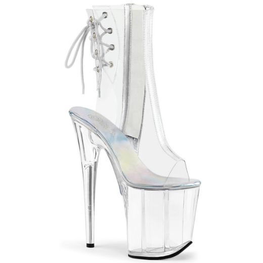 Product image of Pleaser Flamingo-1018C Clear/Clear, 8 inch (20.3 cm) Heel, 4 inch (10.2 cm) Platform Ankle Boot