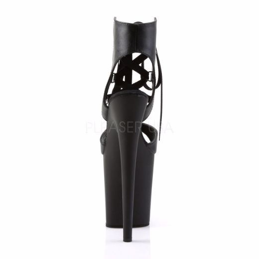 Product image of Pleaser Flamingo-800-14 Black Faux Leather/Black Matte, 8 inch (20.3 cm) Heel, 4 inch (10.2 cm) Platform Sandal Shoes