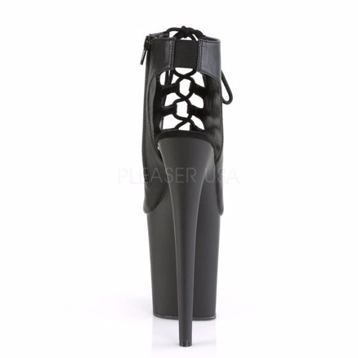 Product image of Pleaser Flamingo-800-20 Black Faux Leather/Black Matte, 8 inch (20.3 cm) Heel, 4 inch (10.2 cm) Platform Sandal Shoes