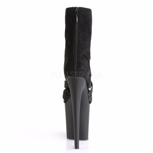 Product image of Pleaser Flamingo-800-24 Black Elastic Band-Microfiber/Black Matte, 8 inch (20.3 cm) Heel, 4 inch (10.2 cm) Platform Sandal Shoes