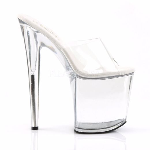 Product image of Pleaser Flamingo-801 Clear/Clear, 8 inch (20.3 cm) Heel, 4 inch (10.2 cm) Platform Slide Mule Shoes