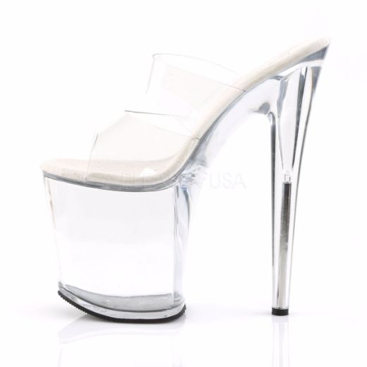 Product image of Pleaser Flamingo-802 Clear/Clear, 8 inch (20.3 cm) Heel, 4 inch (10.2 cm) Platform Slide Mule Shoes