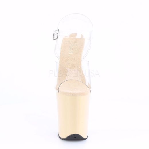 Product image of Pleaser Flamingo-808 Clear/Cream, 8 inch (20.3 cm) Heel, 4 inch (10.2 cm) Platform Sandal Shoes