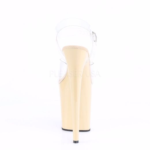 Product image of Pleaser Flamingo-808 Clear/Cream, 8 inch (20.3 cm) Heel, 4 inch (10.2 cm) Platform Sandal Shoes