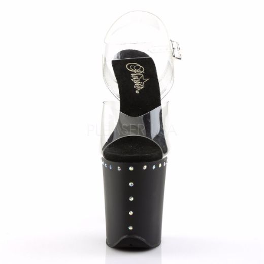 Product image of Pleaser Flamingo-808Abls Clear/Black Matte, 8 inch (20.3 cm) Heel, 4 inch (10.2 cm) Platform Sandal Shoes