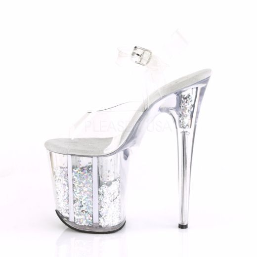 Product image of Pleaser Flamingo-808Gf Clear/Silver Multi Glitter, 8 inch (20.3 cm) Heel, 4 inch (10.2 cm) Platform Sandal Shoes