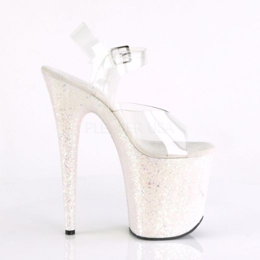 Product image of Pleaser Flamingo-808Lg Clear/Opal Multi Glitter, 8 inch (20.3 cm) Heel, 4 inch (10.2 cm) Platform Sandal Shoes