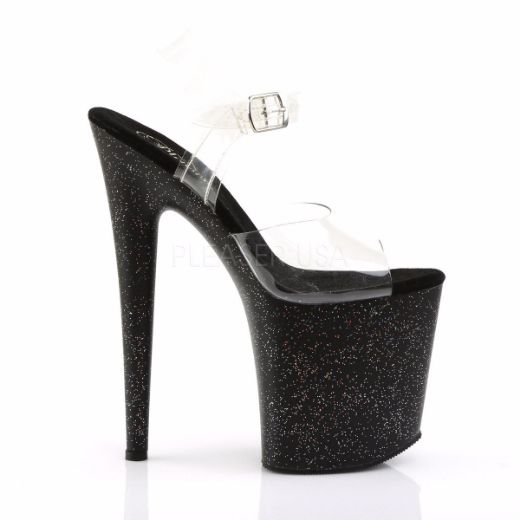 Product image of Pleaser Flamingo-808Mg Clear/Black, 8 inch (20.3 cm) Heel, 4 inch (10.2 cm) Platform Sandal Shoes