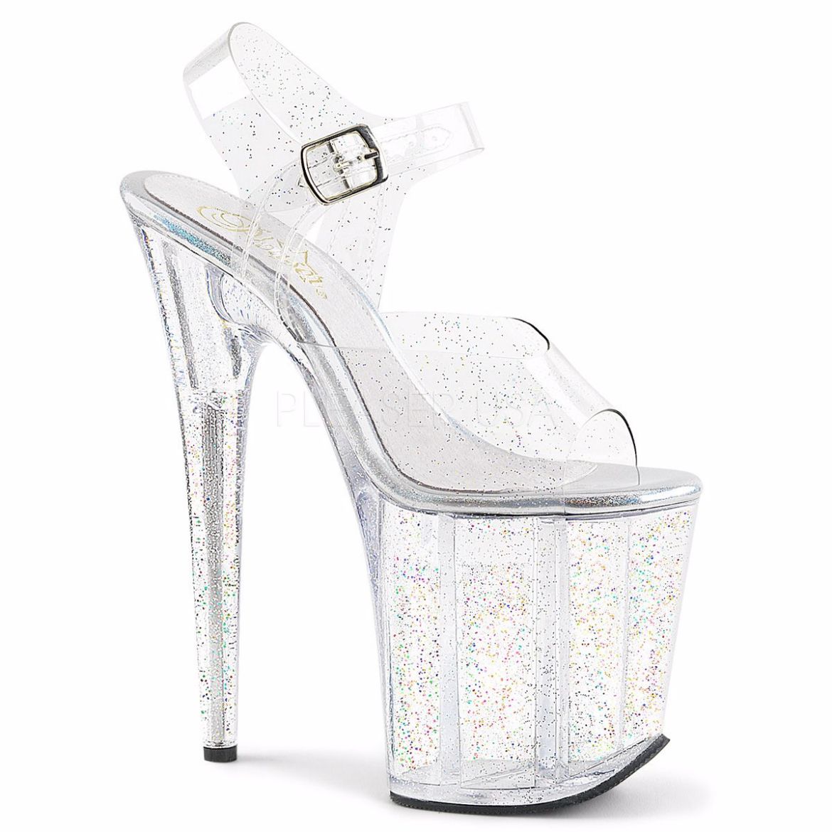 Product image of Pleaser Flamingo-808Mmg Clear/Clear, 8 inch (20.3 cm) Heel, 4 inch (10.2 cm) Platform Sandal Shoes