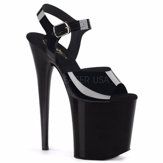 Product image of Pleaser Flamingo-808N Black (Jelly-Like) Tpu/Black, 8 inch (20.3 cm) Heel, 4 inch (10.2 cm) Platform Sandal Shoes