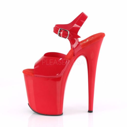 Product image of Pleaser Flamingo-808N Red (Jelly-Like) Tpu/Red, 8 inch (20.3 cm) Heel, 4 inch (10.2 cm) Platform Sandal Shoes