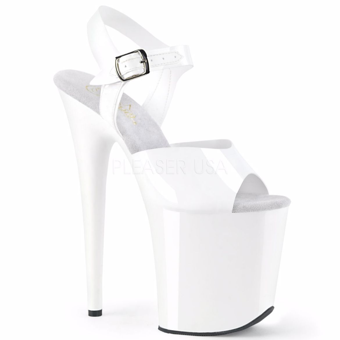 Product image of Pleaser Flamingo-808N White (Jelly-Like) Tpu/White, 8 inch (20.3 cm) Heel, 4 inch (10.2 cm) Platform Sandal Shoes