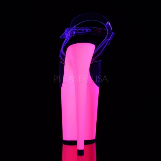 Product image of Pleaser Flamingo-808Uv Clear/Neon Pink, 8 inch (20.3 cm) Heel, 4 inch (10.2 cm) Platform Sandal Shoes