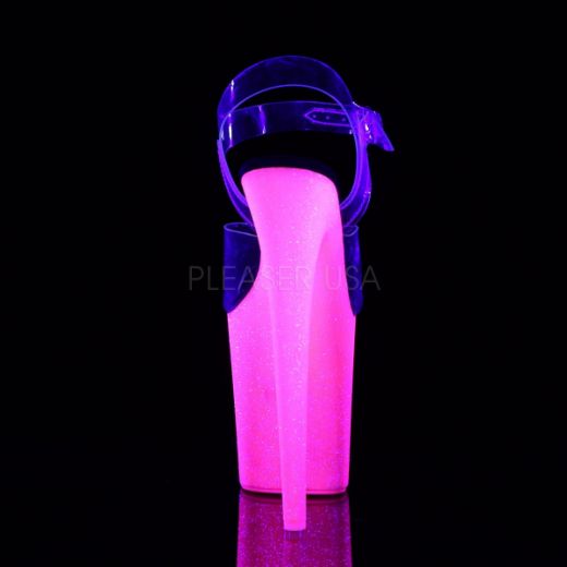 Product image of Pleaser Flamingo-808Uvg Clear/Neon Hot Pink Glitter, 8 inch (20.3 cm) Heel, 4 inch (10.2 cm) Platform Sandal Shoes