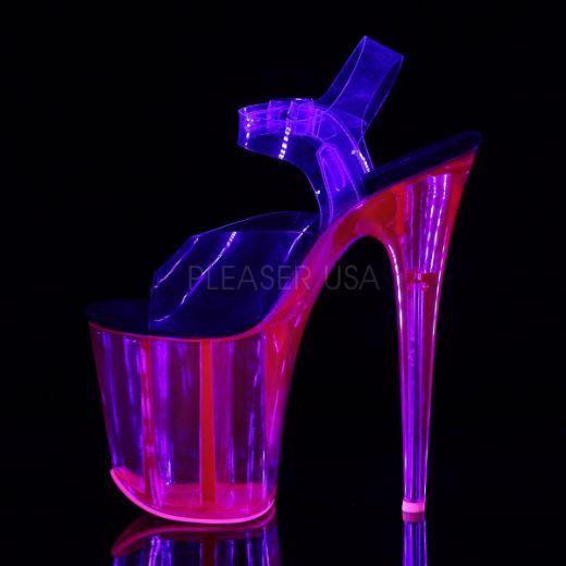 Product image of Pleaser Flamingo-808Uvt Clear/Hot Pink Tinted, 8 inch (20.3 cm) Heel, 4 inch (10.2 cm) Platform Sandal Shoes