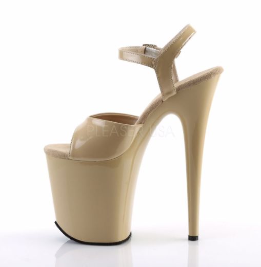 Product image of Pleaser Flamingo-809 Cream Patent/Cream, 8 inch (20.3 cm) Heel, 4 inch (10.2 cm) Platform Sandal Shoes