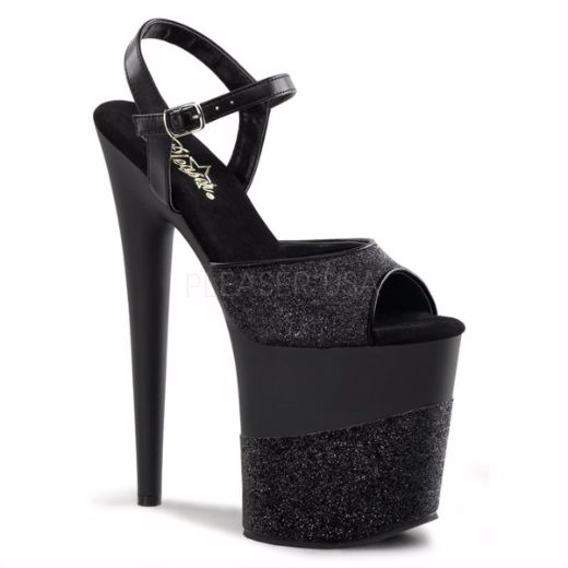 Product image of Pleaser Flamingo-809-2G Black Glitter/Black-Glitter, 8 inch (20.3 cm) Heel, 4 inch (10.2 cm) Platform Sandal Shoes