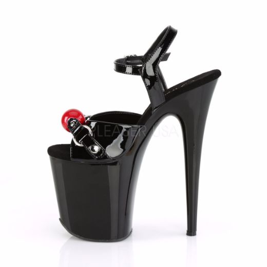 Product image of Pleaser Flamingo-809Gb Black Patent/Black, 8 inch (20.3 cm) Heel, 4 inch (10.2 cm) Platform Sandal Shoes