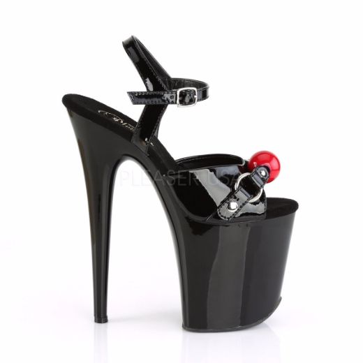 Product image of Pleaser Flamingo-809Gb Black Patent/Black, 8 inch (20.3 cm) Heel, 4 inch (10.2 cm) Platform Sandal Shoes
