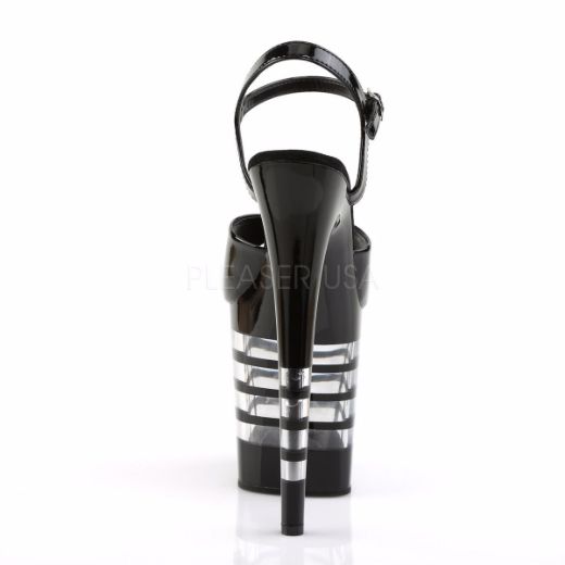 Product image of Pleaser Flamingo-809Ln Black Patent/Black, 8 inch (20.3 cm) Heel, 4 inch (10.2 cm) Platform Sandal Shoes