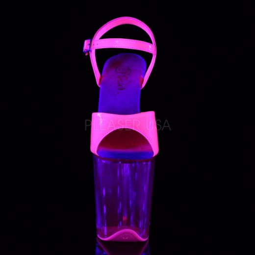 Product image of Pleaser Flamingo-809Uvt Neon Hot Pink Patent/Hot Pink Tinted, 8 inch (20.3 cm) Heel, 4 inch (10.2 cm) Platform Sandal Shoes