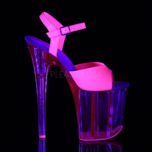 Product image of Pleaser Flamingo-809Uvt Neon Hot Pink Patent/Hot Pink Tinted, 8 inch (20.3 cm) Heel, 4 inch (10.2 cm) Platform Sandal Shoes
