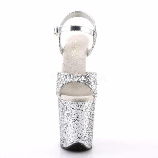 Product image of Pleaser Flamingo-810Lg Silver Glitter/Silver Glitter, 8 inch (20.3 cm) Heel, 4 inch (10.2 cm) Platform Sandal Shoes