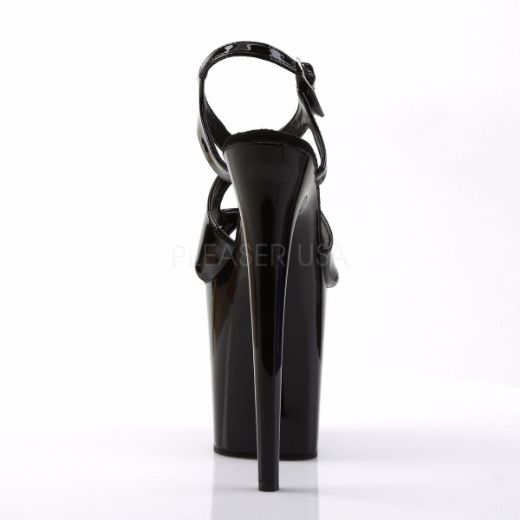 Product image of Pleaser Flamingo-831 Black Patent/Black, 8 inch (20.3 cm) Heel, 4 inch (10.2 cm) Platform Sandal Shoes