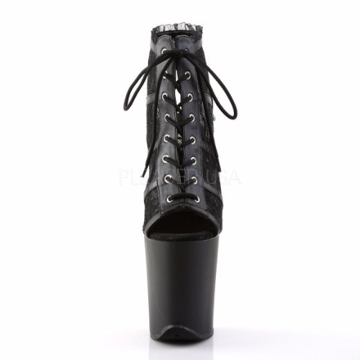 Product image of Pleaser Flamingo-896Lc Black Mesh-Lace/Black Matte, 8 inch (20.3 cm) Heel, 4 inch (10.2 cm) Platform Ankle Boot