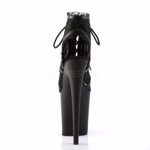 Product image of Pleaser Flamingo-896Lc Black Mesh-Lace/Black Matte, 8 inch (20.3 cm) Heel, 4 inch (10.2 cm) Platform Ankle Boot