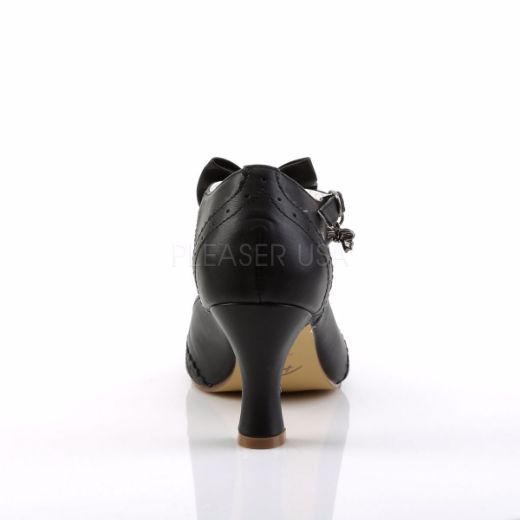 Product image of Pin Up Couture Flapper-11 Black Faux Leather, 3 inch (7.6 cm) Kitten Heel Court Pump Shoes