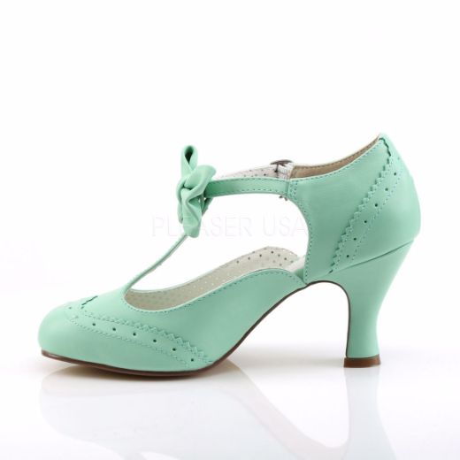 Product image of Pin Up Couture Flapper-11 Mint Faux Leather, 3 inch (7.6 cm) Kitten Heel Court Pump Shoes