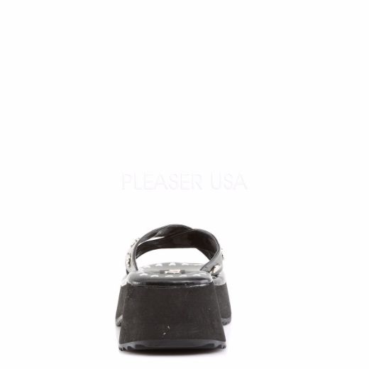 Product image of Demonia Flip-05 Black Vegan Leather,  2 1/2 inch Platform Slide Mule Shoes