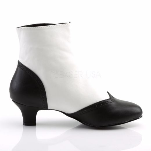 Product image of Bordello Flora-1023 White-Black Pu, 2 inch (5.1 cm) Heel Ankle Boot
