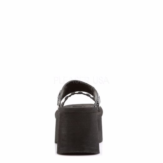 Product image of Demonia Funn-18 Black Vegan Leather, 3 1/2 inch Eva Platform Slide Mule Shoes