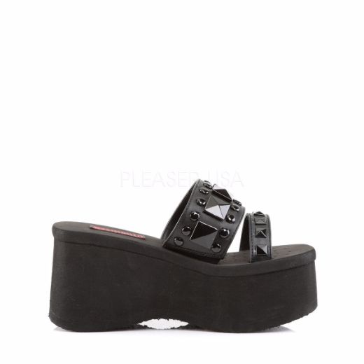 Product image of Demonia Funn-18 Black Vegan Leather, 3 1/2 inch Eva Platform Slide Mule Shoes