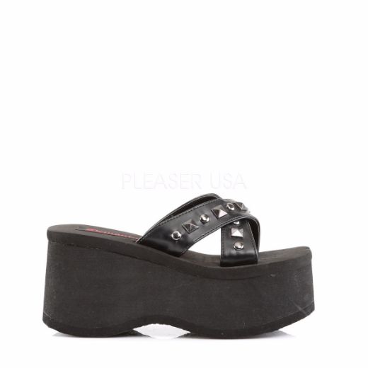 Product image of Demonia Funn-29 Black Vegan Leather, 3 1/2 inch Eva Platform Sandal Shoes