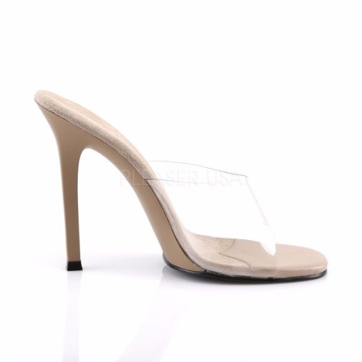 Product image of Fabulicious Gala-01 Clear-Nude/Nude Matte, 4 1/2 inch (11.4 cm) Heel Slide Mule Shoes