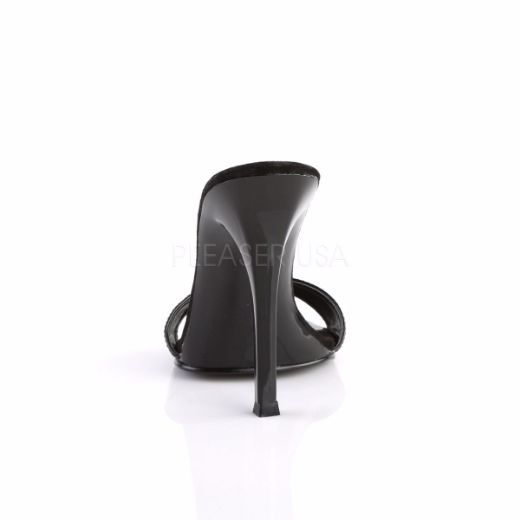 Product image of Fabulicious Gala-01S Black Patent/Black, 4 1/2 inch (11.4 cm) Heel Slide Mule Shoes