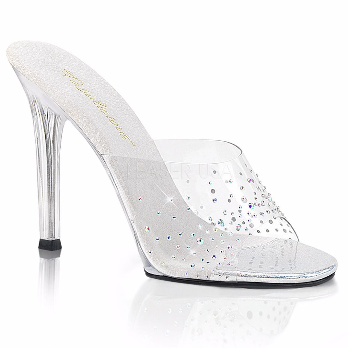 Product image of Fabulicious Gala-01Sd Clear/Clear, 4 1/2 inch (11.4 cm) Heel Slide Mule Shoes