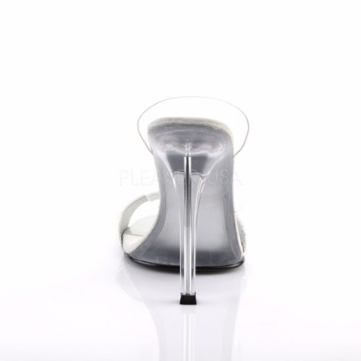 Product image of Fabulicious Gala-02L Silver Met. Pu-Clear/Clear, 4 1/2 inch (11.4 cm) Heel Slide Mule Shoes