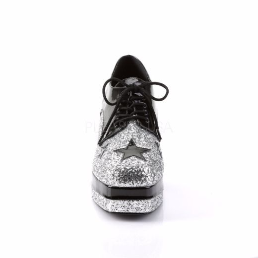 Product image of Funtasma Glamrock-02 Black Patent-Silver Glitter, 3 1/2 inch (8.9 cm) Heel, 1 1/2 inch (3.8 cm) Platform Court Pump Shoes