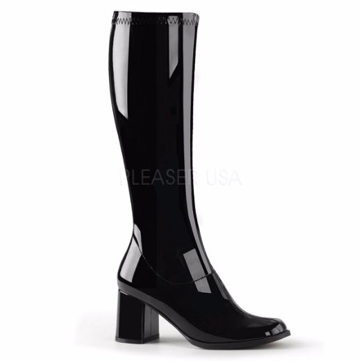 Product image of Funtasma Gogo-300 Black Stretch Patent, 3 inch (7.6 cm) Heel Knee High Boot