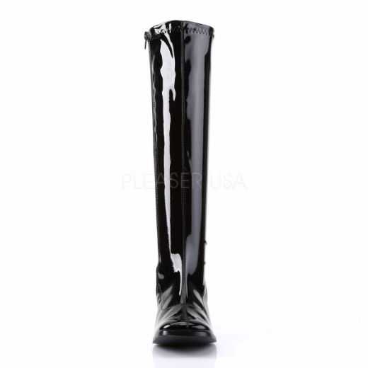 Product image of Funtasma Gogo-300 Black Stretch Patent, 3 inch (7.6 cm) Heel Knee High Boot