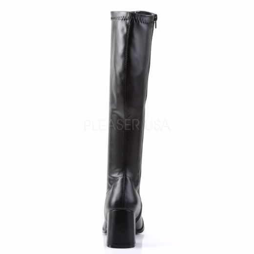 Product image of Funtasma Gogo-300 Black Stretch Pu, 3 inch (7.6 cm) Heel Knee High Boot